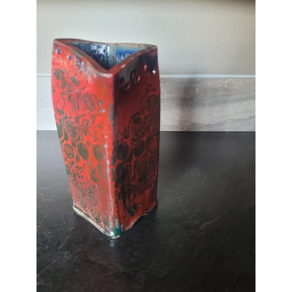Gothic Romantic JOSIE Signed Studio Pottery Vase  Ceramic Art Vase Artisan Decor
